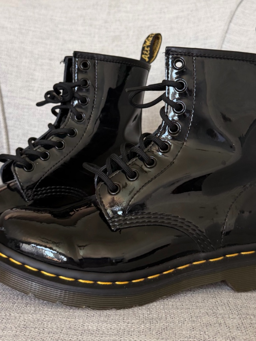 Dr. Martens Black Patent Leather 8-Eye Combat Boots